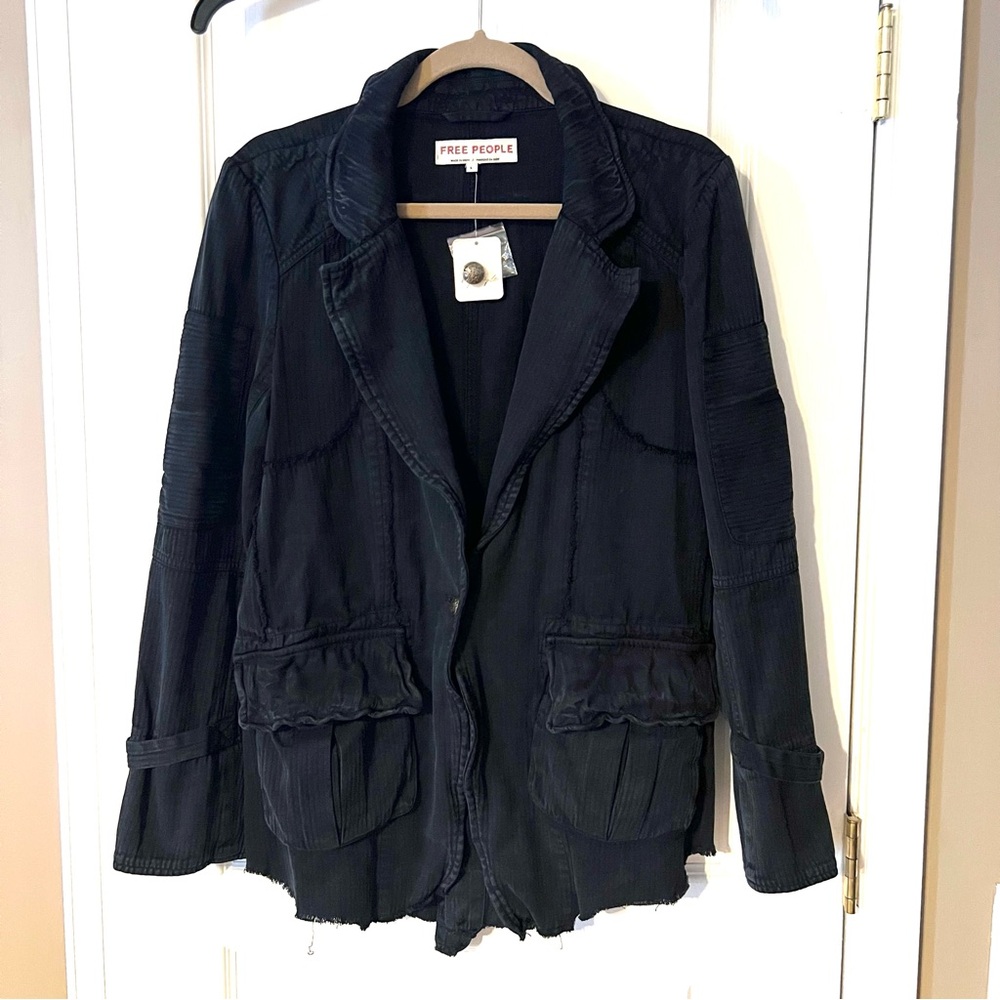 Free People Harlow Utility Blazer Black Size L - Picture 2 of 8